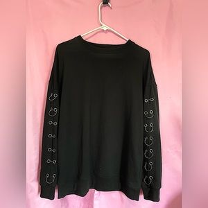 Zara- Black Chain/Metal Ring Sleeve Sweatshirt/Sweater